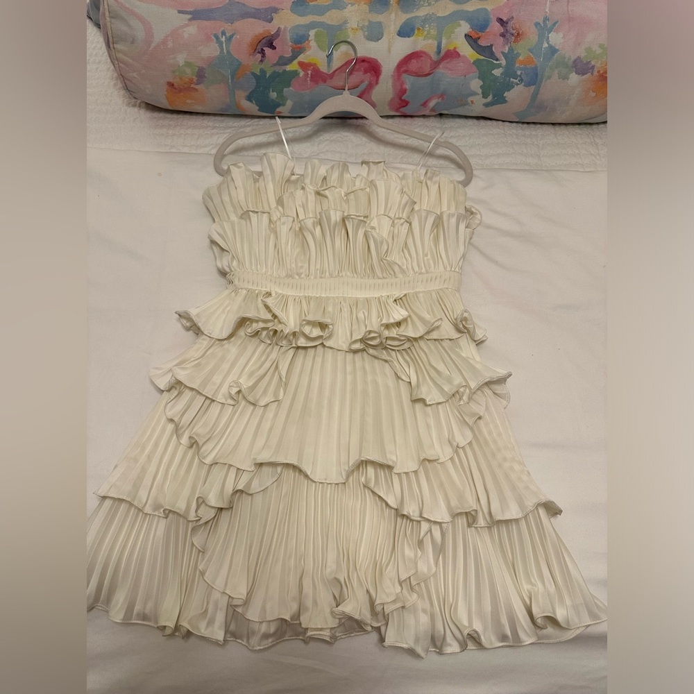 AMUR Reed Pleated Shell Mini Dress